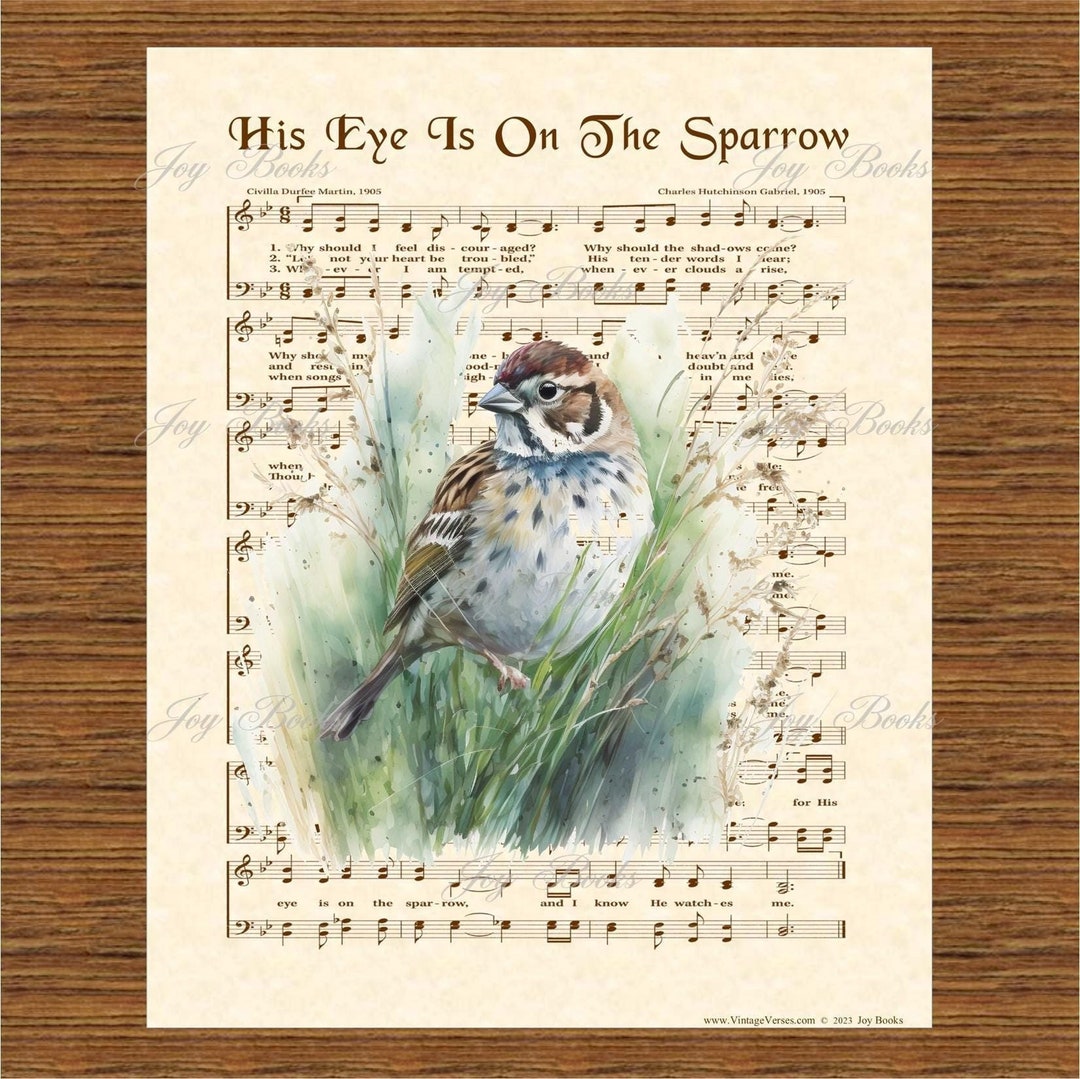 His Eye is on the Sparrow Hymn on Parchment Wall Art Christian Home ...