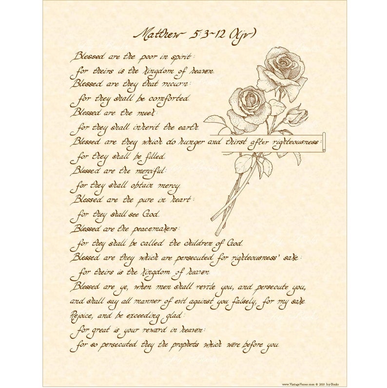 THE BEATITUDES Matthew 5 3 12 KJV Hand Written Calligraphy Etsy the-beatitudes-matthew-5-3-12-kjv-hand-written-calligraphy-etsy