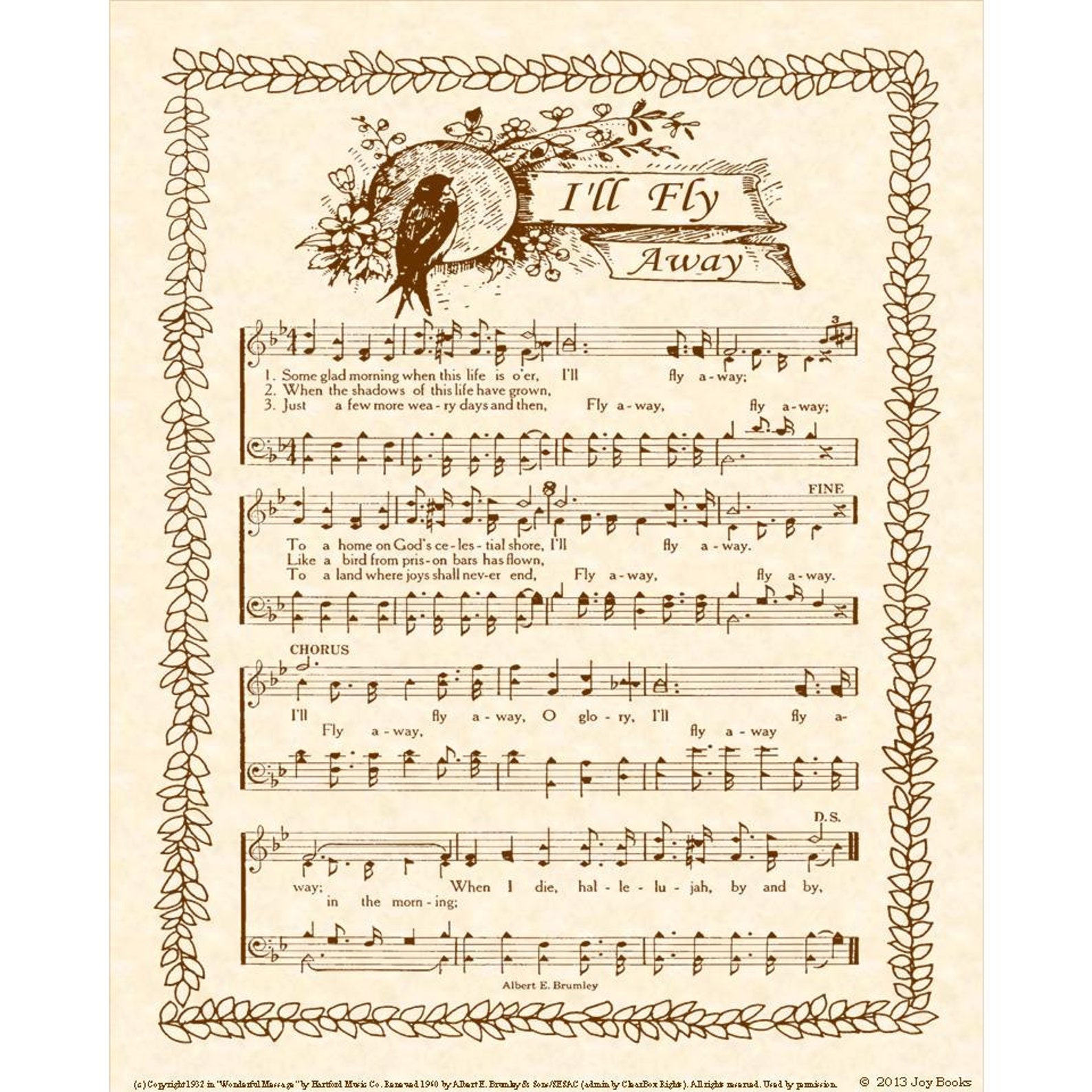 I'LL FLY AWAY Hymn Art Custom Christian Home Decor | Etsy