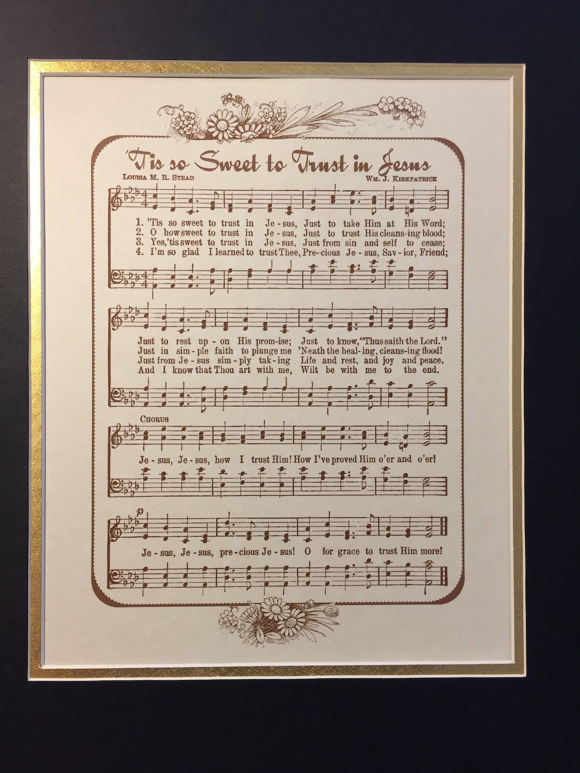 Tis so SWEET to TRUST in JESUS Matted Hymn Wall Art | Etsy