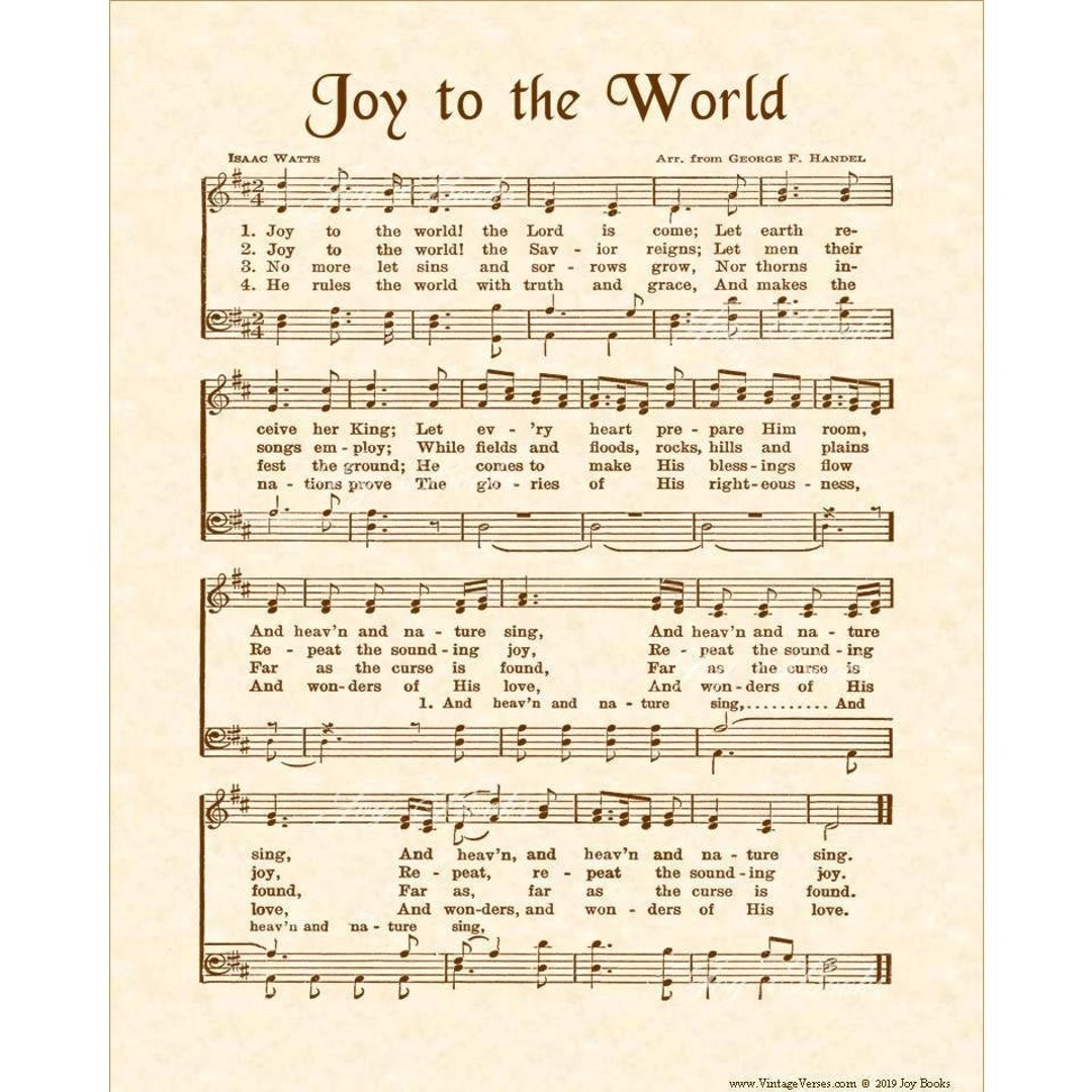 JOY to the WORLD - Christian Home & Office Decor - Christmas Carol Wall Art- Hymn Vintage Verses - Holiday Sheet Music - Isaac Watts Handel - Etsy joy-to-the-world-christian-home-office-decor-christmas-carol-wall-art-hymn-vintage-verses-holiday-sheet-music-isaac-watts-handel-etsy