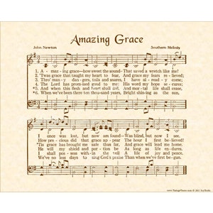 AMAZING GRACE Hymn Art Custom Christian Home Decor VintageVerses Sheet Music Inspirational Wall Art When We've Been There Ten Thousand Years image 1