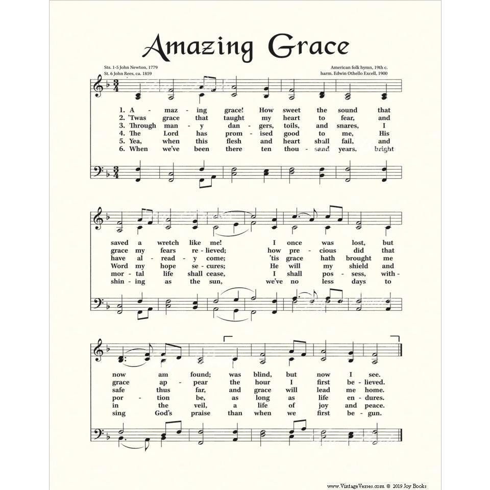 AMAZING GRACE Hymn Parchment Wall Art Christian Home & Office Decor Vintage Verses Sheet Music Art When We've Been There Ten Thousand Years - Etsy for Free Printable Amazing Grace Hymn