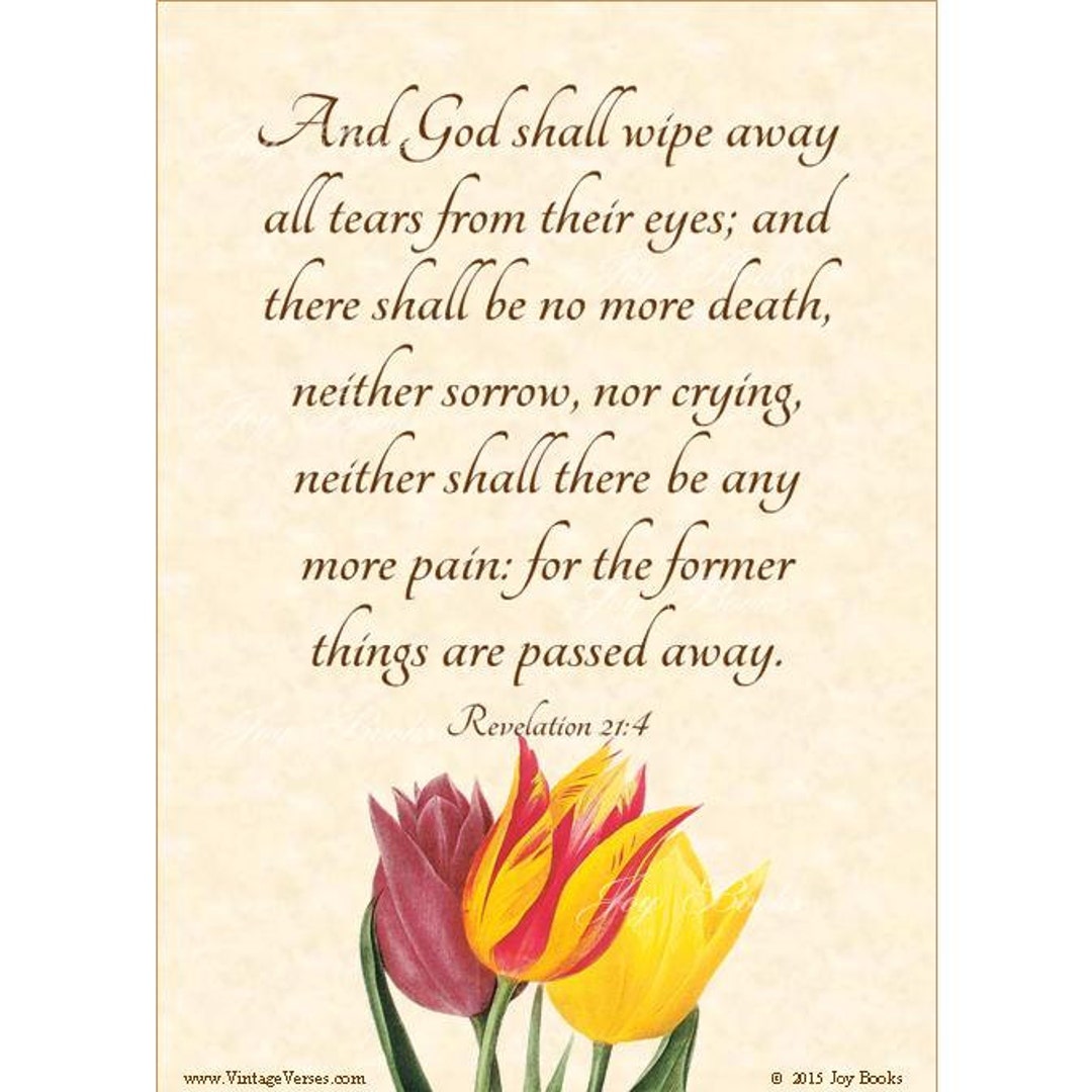 NO MORE TEARS Revelation 214 Vintage Verses Christian Home Decor