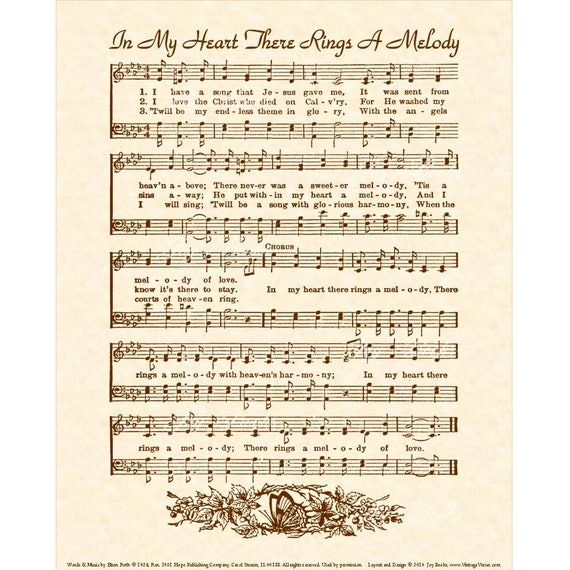 Children Of The Heavenly Father - Christian Home & Office Decor Hymn On  Parchment Nursery Wall Art Vintage Verses Sheet Music Inspirational