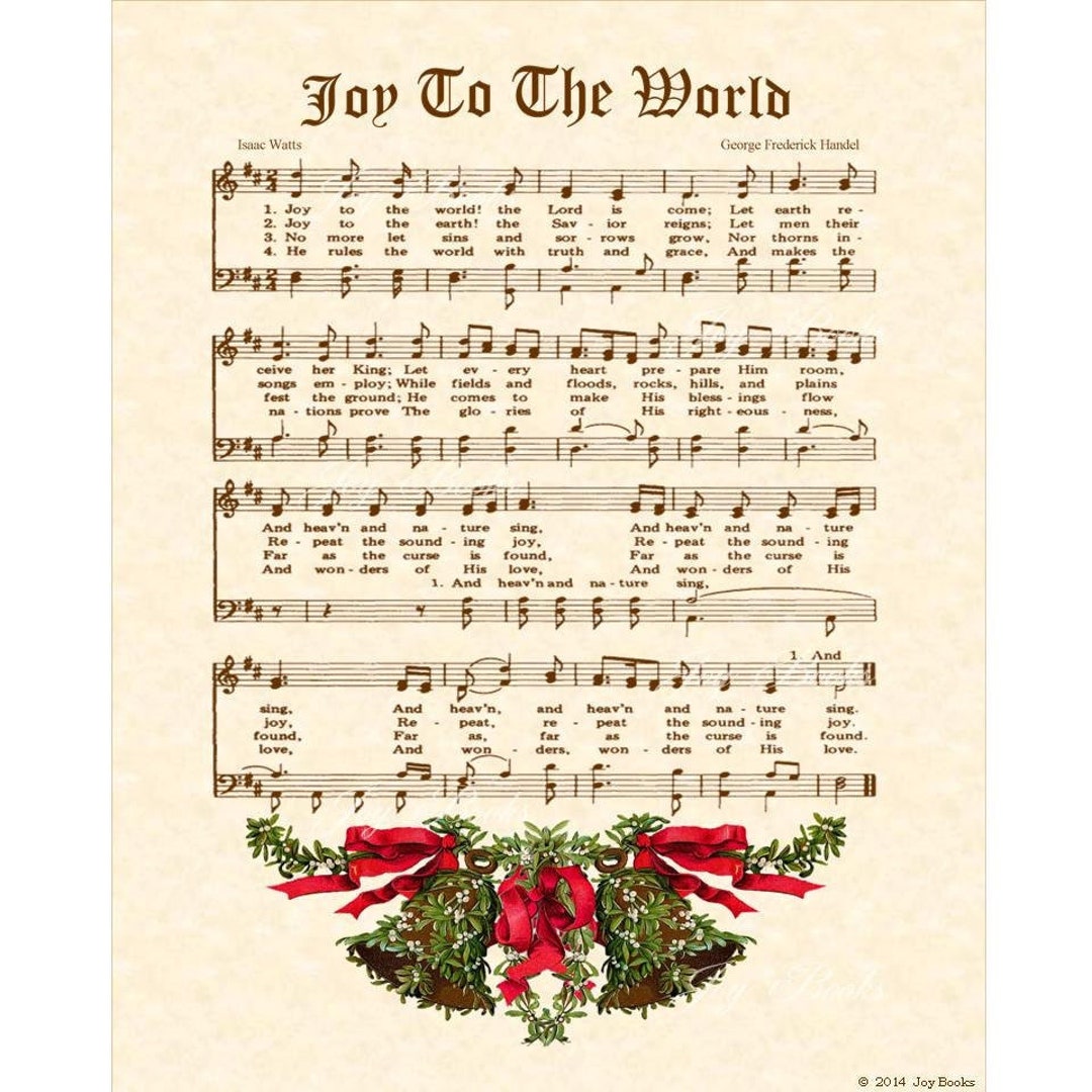 JOY to the WORLD Christian Holiday Home Decor Vintage Verses Sheet