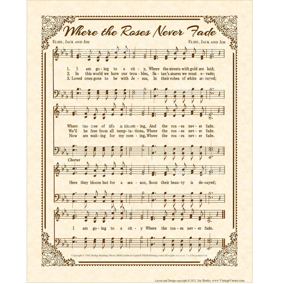 Where the Roses Never Fade Christian Home & Office Decor Wall Art Sheet