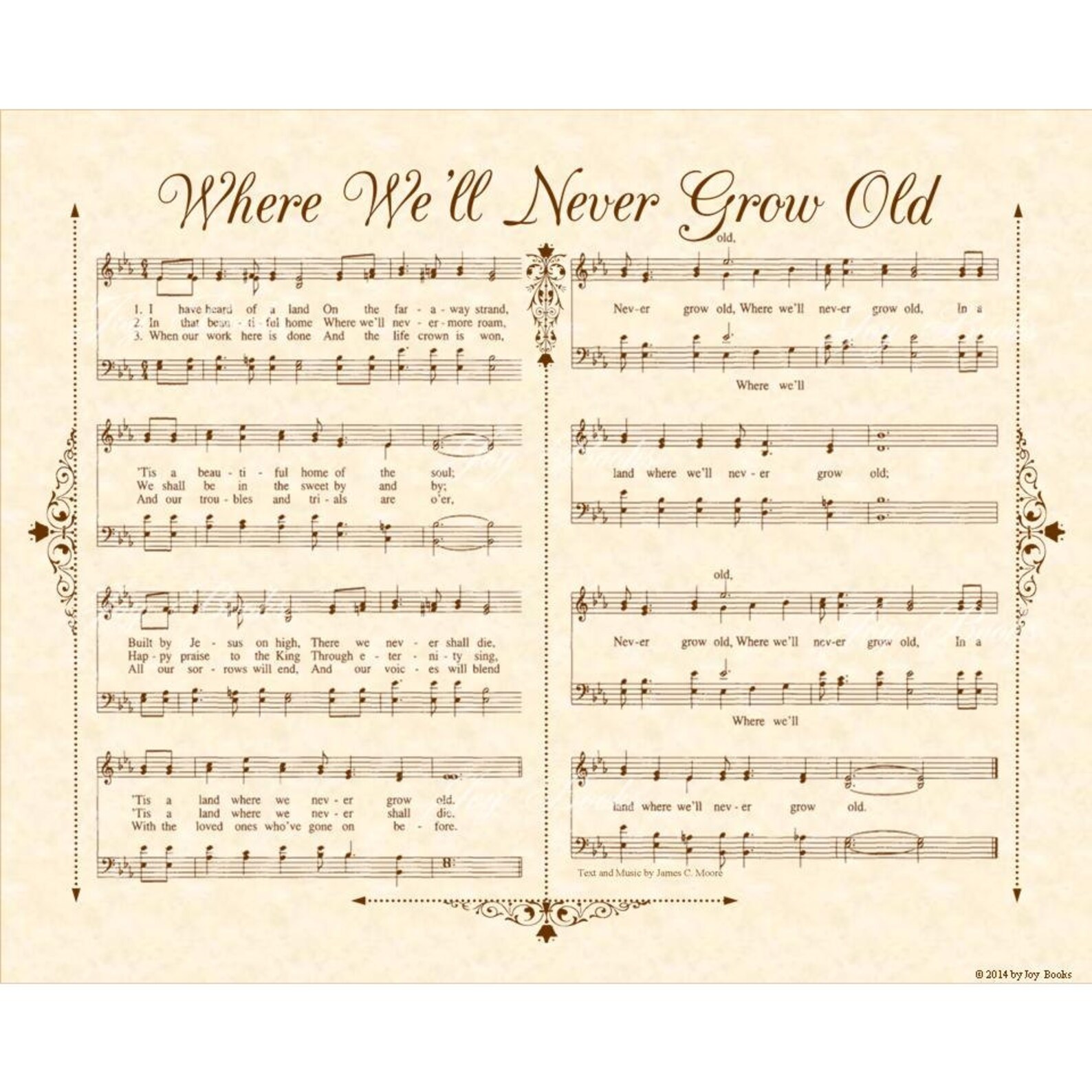 Where We'll Never Grow Old Aka I Have Heard of A Land 8x10 Antique Hymn