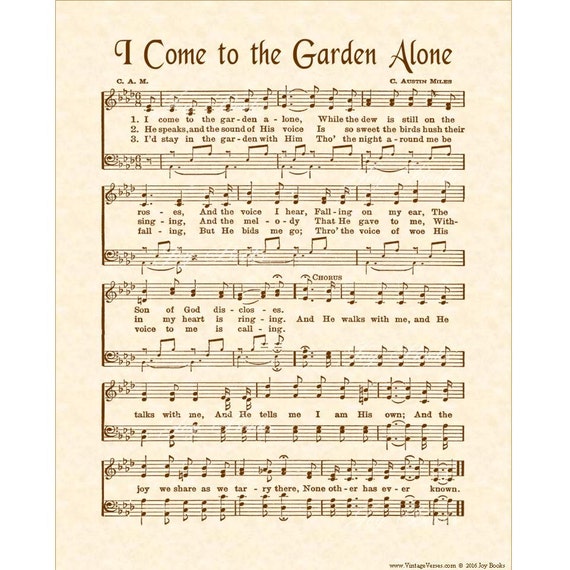 I Come To The Garden Alone A K A In The Garden Hymn Art Etsy