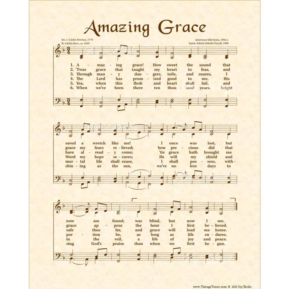 AMAZING GRACE Hymn Art Custom Christian Home Decor Vintage - Etsy Ireland