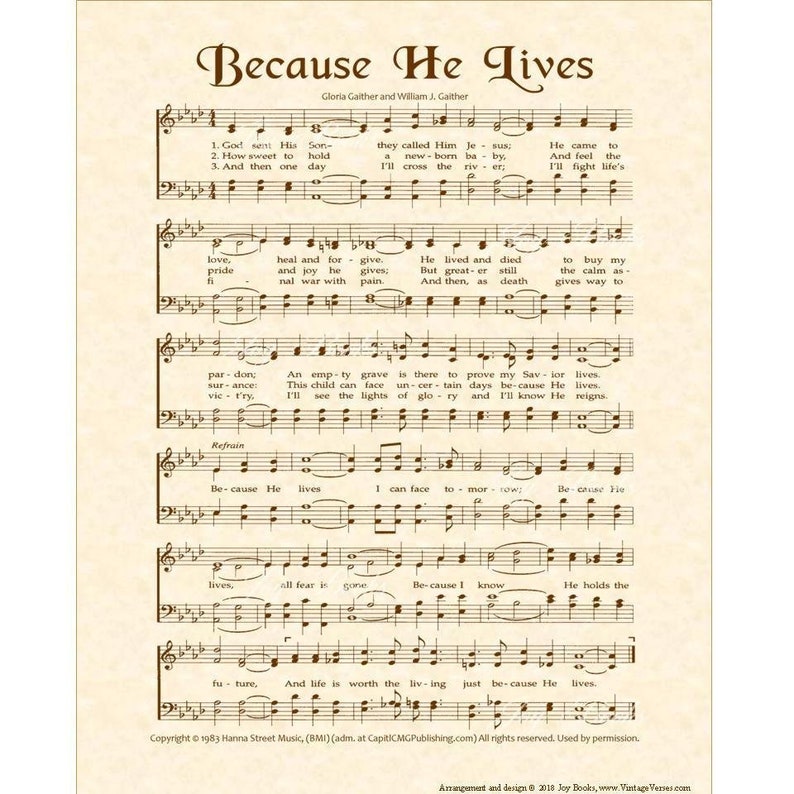 Because He Lives Christian Home Office Decor Hymn Wall Etsy 1 year ago1 year ago. because he lives christian home office decor hymn wall art inspirational wall art gaither song vintage verses sheet music wall art
