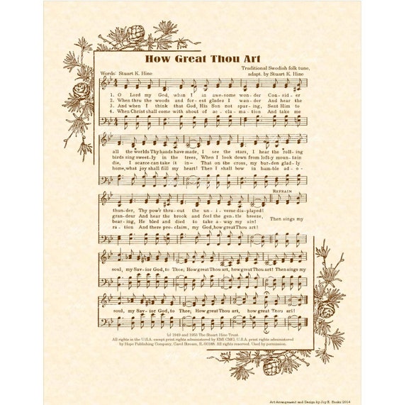 How Great Thou Art Printable Vintage Hymn Sheet Music 