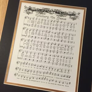 VICTORY IN JESUS 8 x 10 Antique Hymn Art Print Natural Parchment Sepia Brown Ink Other Colors Available Sheet Music Savior Glory Story image 7