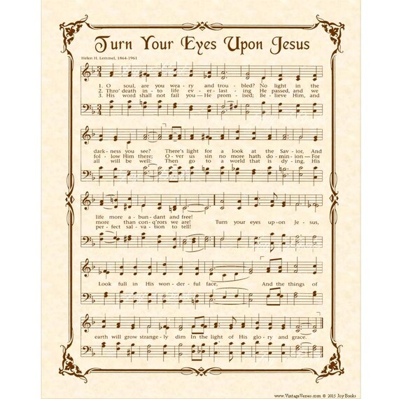 Turn Your Eyes Upon Jesus Hymn Wall Art Christian Home Etsy