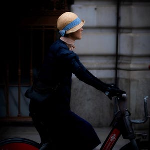 London Cyclist in Vintage Hat – Street Photography Print