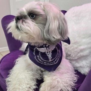 Custom Logo Dog Bandana: Purple Tie-On Pet Bandana