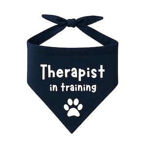 Therapist in Training Dog Bandana: Double Layered Tie-On Pet Scarf