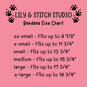 Size Chart XXsmall, Xsmall, small, medium, large and Xlarge
