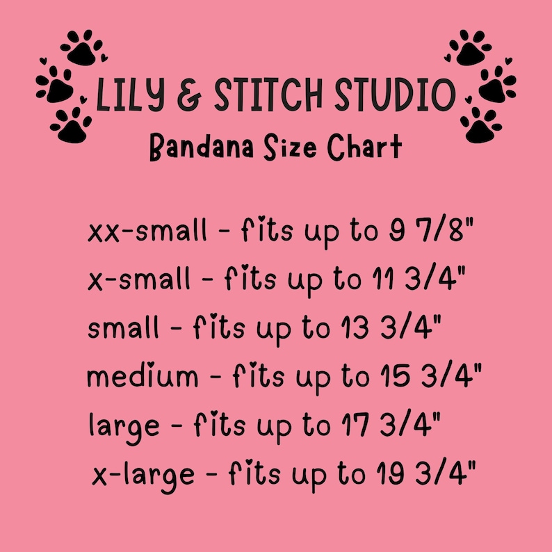 Size Chart XXsmall, Xsmall, small, medium, large and Xlarge