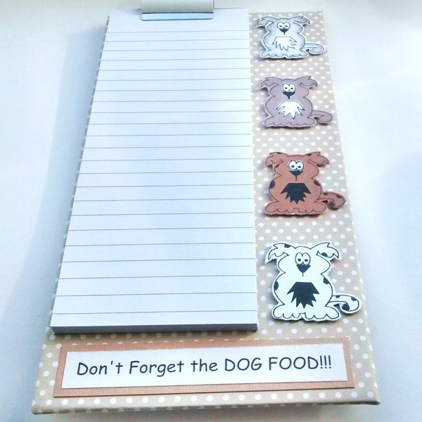 MagneticGrocery List Notepad - Dogs - Shopping List Holder - Magnetic Clipboard - Dog Lover Gift