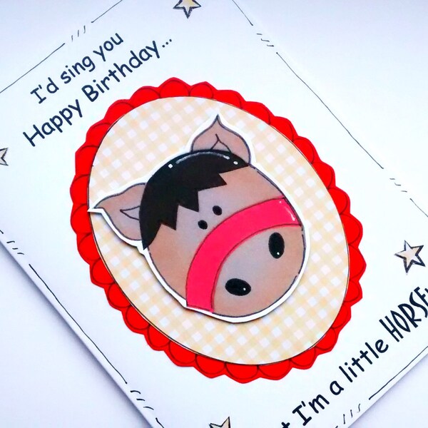 Horse Birthday Card, Funny Pun, Pony Riding, Horse Lover, Female Girl Ladies Birthday, Friend, Cartoon Card