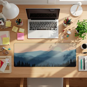 Scenic Desk Mat, Mountain Sunset Design, Nature Lover&#39;s Workspace Decor, Home Office Accessories, Gift for Coworkers, Desk Organization
