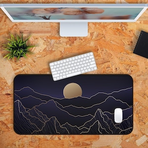 Mountain Desk Mat, Abstract Mouse Pad for Office Work, Gaming Desk Accessory, Home Office Decor, Non-Slip Desk Protector, Computer Desk