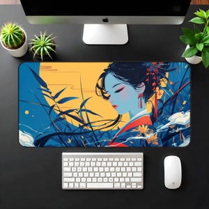 Gaming Mouse Pad, Japanese Girl Desk Mat, Anime Gaming Desk Pad, Gamer Girl Mousepad, Cute Japanese Desk Accessory