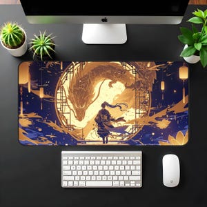 Golden Dragon Gaming Maus Pad, Schreibtischmatte, Gamer Geschenk, Laptop Mousepad, Schreibtisch Zubehör, Computer Zubehör