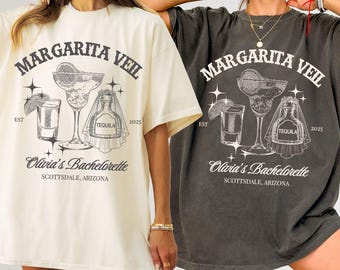 Margarita Veil Bachelorette Party Shirt Final Fiesta Bach Shirts Margs and Matrimony Bachelorette Tequila Bottle in a Veil Graphic Bach Tee
