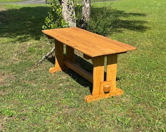 Mesa de jardín Valmetal de roble macizo, 170 x 75 cm – Mesa rústica de madera para exterior teñida a mano, mesa de patio, mesa de comedor, muebles de jardín, hecha a mano