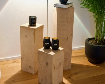 Colonne décorative en chêne massif - 20 x 20 cm Élégance intemporelle pour l'intérieur et l'extérieur, fabriquée à la main, support en bois de différentes tailles