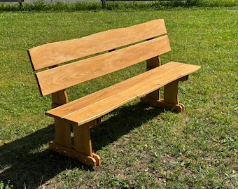 Banco de jardín con respaldo de roble, 170 cm – banco de madera maciza barnizado, rústico, ideal para jardín o terraza. Sauerland.