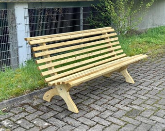 Banco de jardín de pino macizo, 180 cm – banco de madera resistente a la intemperie en kit para jardín, terraza, balcón, uso exterior – banco rústico, impregnado y robusto