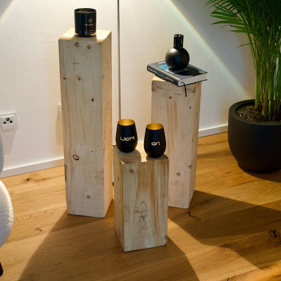 Dekosäule aus massivem Fichtenholz 17x17 cm – Handgefertigt aus regionalem Holz, in verschiedenen Höhen erhältlich Naturbelassen