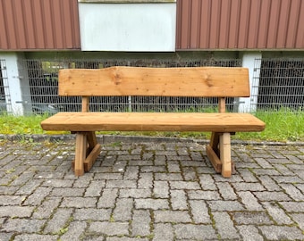 Banco de jardín Frettertal Brown 170 cm – Banco de madera resistente a la intemperie de pino macizo con respaldo impregnado en KDI para jardín, terraza, balcón, exterior, rústico