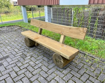 Banco de jardín de 200 cm de pino macizo alerce – Banco de madera resistente a la intemperie KDI Banco rústico de exterior impregnado para jardín terraza balcón