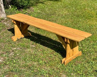 Banco de jardín Valmetal de 170 cm, fabricado en roble teñido a mano: banco de madera de alta calidad sin respaldo, rústico y resistente a la intemperie, ideal para jardín y terraza.