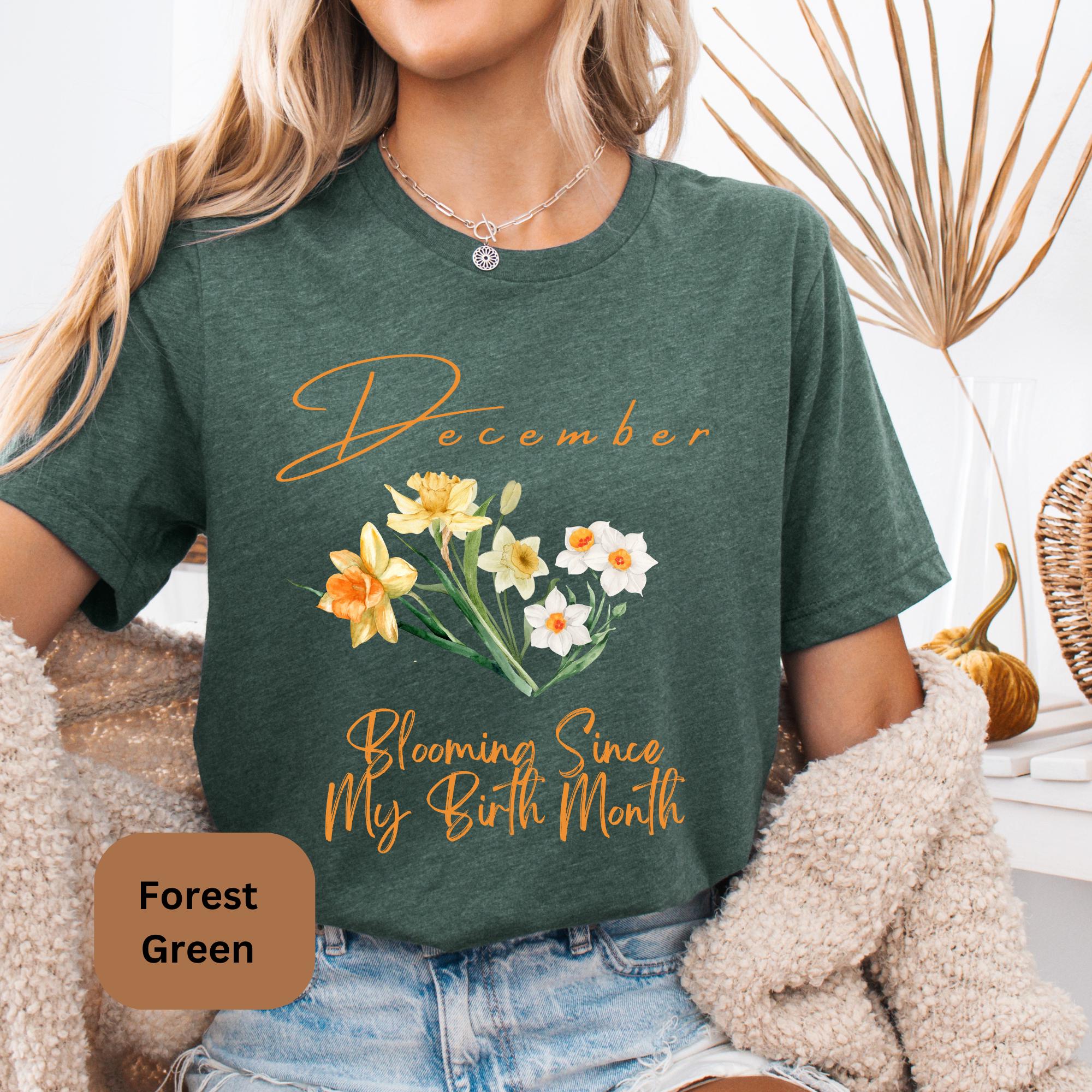 December Birth Month Floral T-shirt – Women's Nature Lover Tee - Etsy