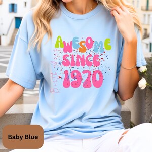 Camiseta con el año de nacimiento, camiseta impresionante desde 1970, divertida camiseta vintage para cumpleaños, regalo para amigos, camiseta de celebración, estilo retro - Camiseta para mujer