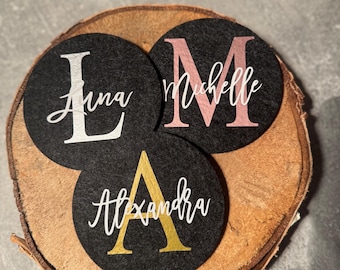 Personalisierter Filz Untersetzer mit Initiale & Name | Geschenk Weihnachten | Monogramm Untersetzer | Flexfolie | Tischdeko | Individualisi