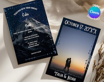 Starry Night Wedding Invitation: ACOTAR Inspired Canva Template (Digital)