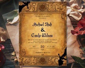 D & D Hochzeitseinladung | Fantasy-Rollenspiel Hochzeit einladen | Digitales Canva Template