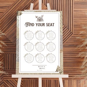 Book-Themed Wedding Seating Chart & Table Name Cards | Editable Canva Template | Vintage Literary Wedding Decor | DIY Wedding Signs