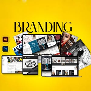 Branding / Kit di cancelleria / Kit per social media / Branding per piccole imprese / File modificabile / Carta intestata / Biglietto da visita / Biglietto con firma