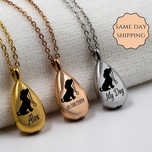 Personalized Dog Urn Necklace: Teardrop Memorial Keepsake Jewelry