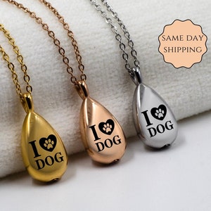 Personalized Dog Urn Necklace: Teardrop Keepsake Memorial Jewelry