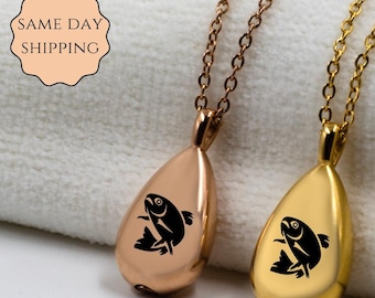 Fish Urn Necklace: Teardrop Cremation Jewelry, Memorial Keepsake