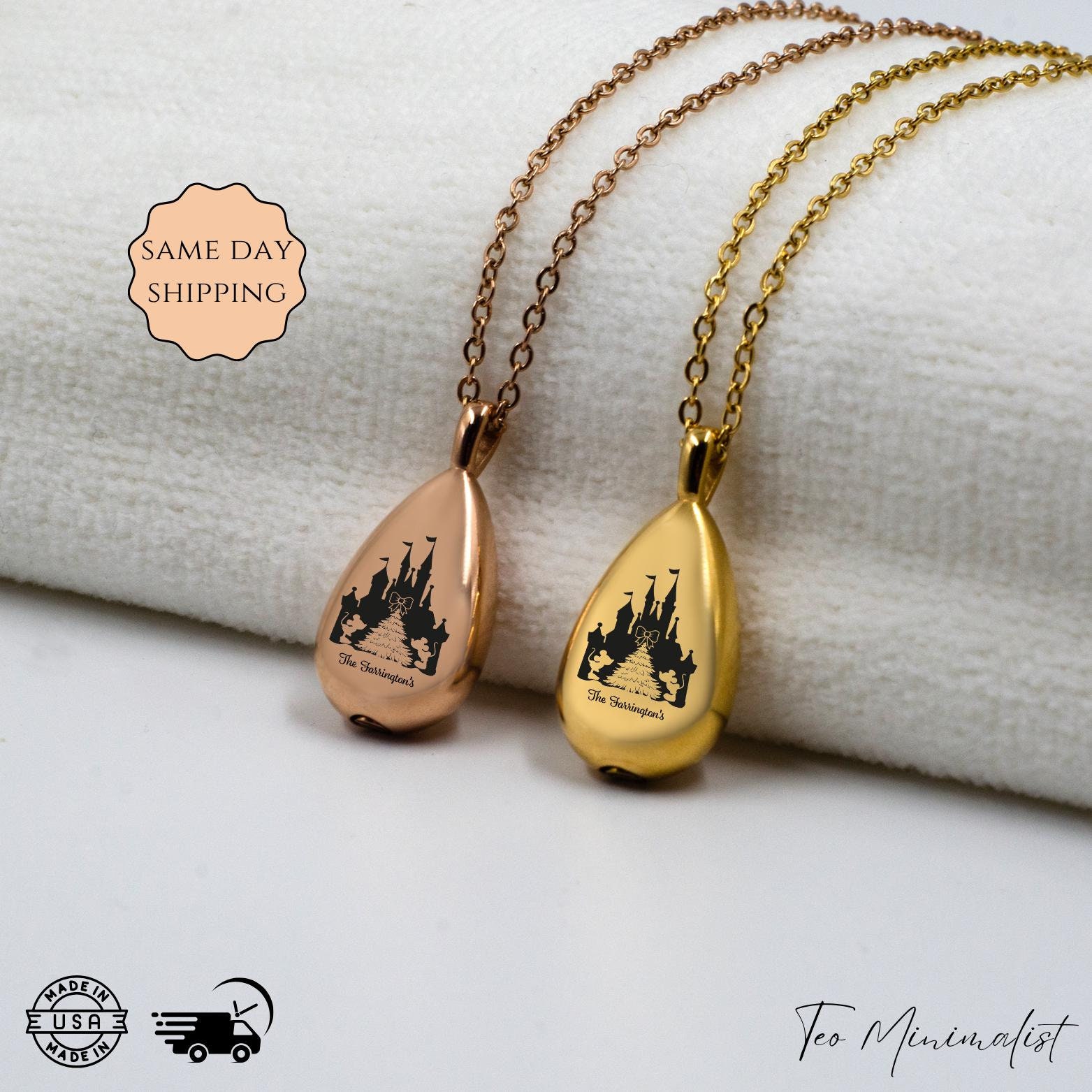 【日本未発売】台湾限定 ディズニー ナイトメア 棺桶ケース付 ロケットネックレス Personalized Disney Castle Urn Necklace, Mickey & Minnie Ash