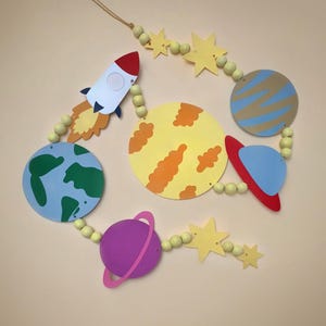 Mobile - Ghirlanda 'SPACE' / In rilievo / Regalo unico per gli spazi dei bambini / Realizzato da Agusto